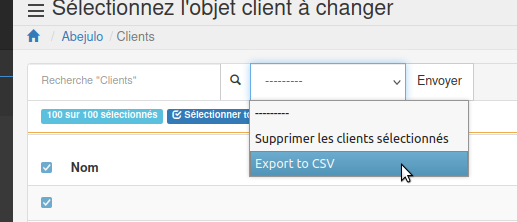 Exporter la liste des clients enregistrés en base de données